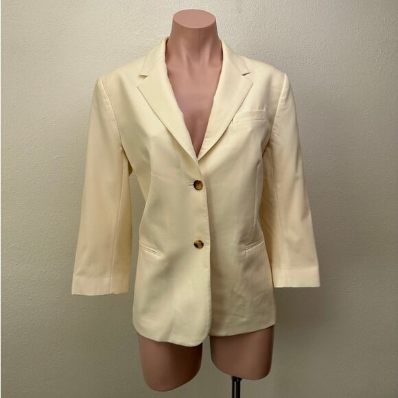 The Row Cream Wool-Silk Two-Button Blazer Jacket Women’s 14 - Picture 4 of 13